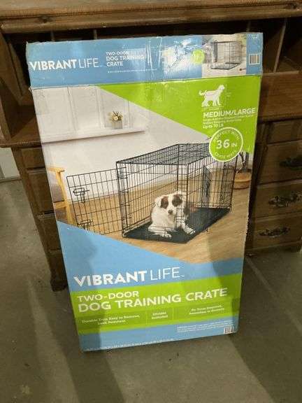 Two door dog training crate