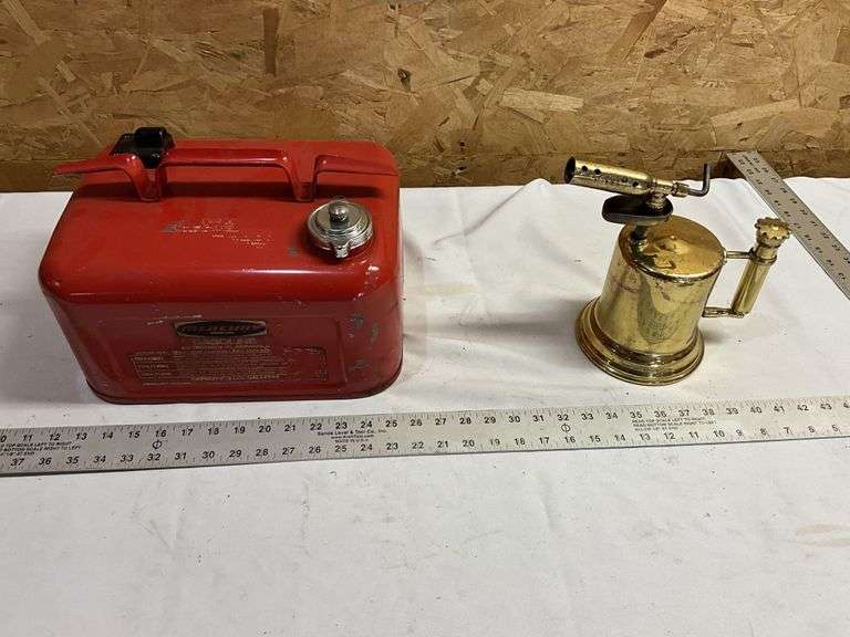 Boat motor gas tank, and brass torch