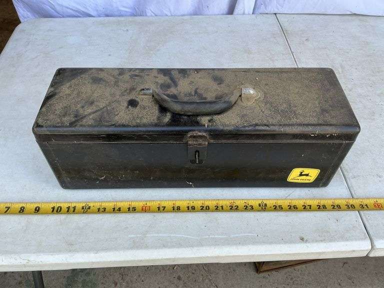 John Deere tractor toolbox and contents