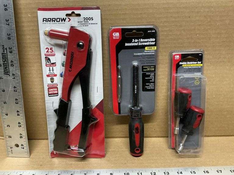 Rivet tool, reversible screwdriver and nut driver - Legacy Auction Company