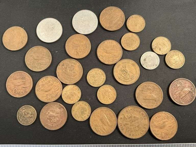 Assorted Mexico centavos coins