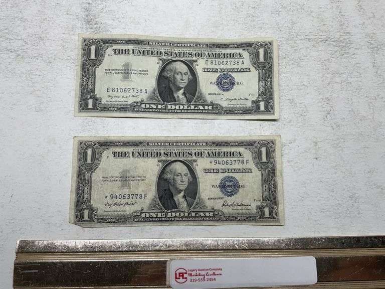 1935F, 1957 A $1 dollar silver certificates