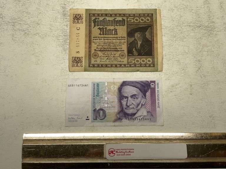 Germany 1922 5000 Mark bank note and 1999 10