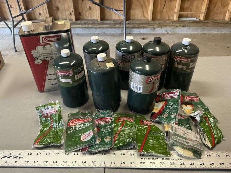 Coleman camping fuel, propane tanks(some empty)
