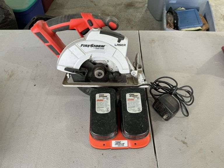 Cordless Black & Decker saw with batteries and
