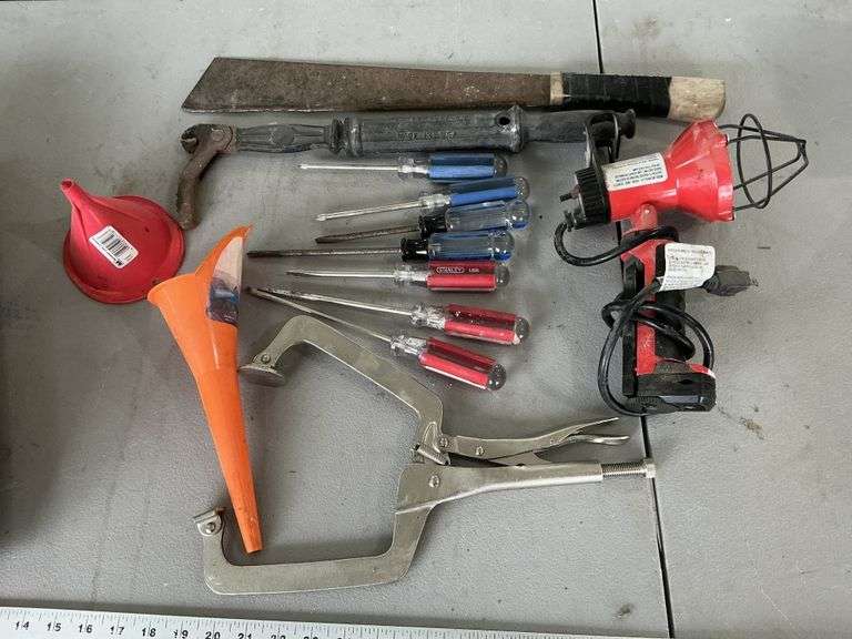 Screwdrivers, nail puller, clamp etc.
