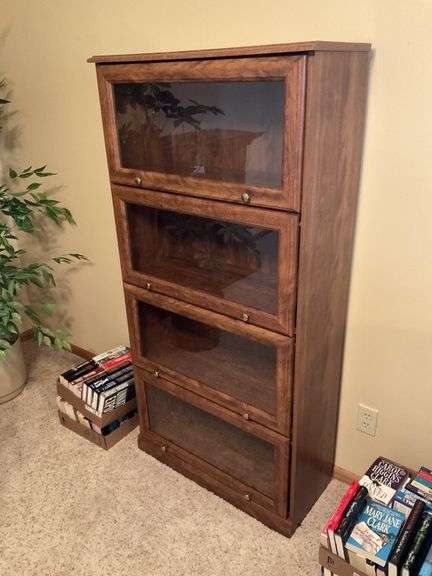 Modern barrister bookcase, 5' x 29" x 14", press