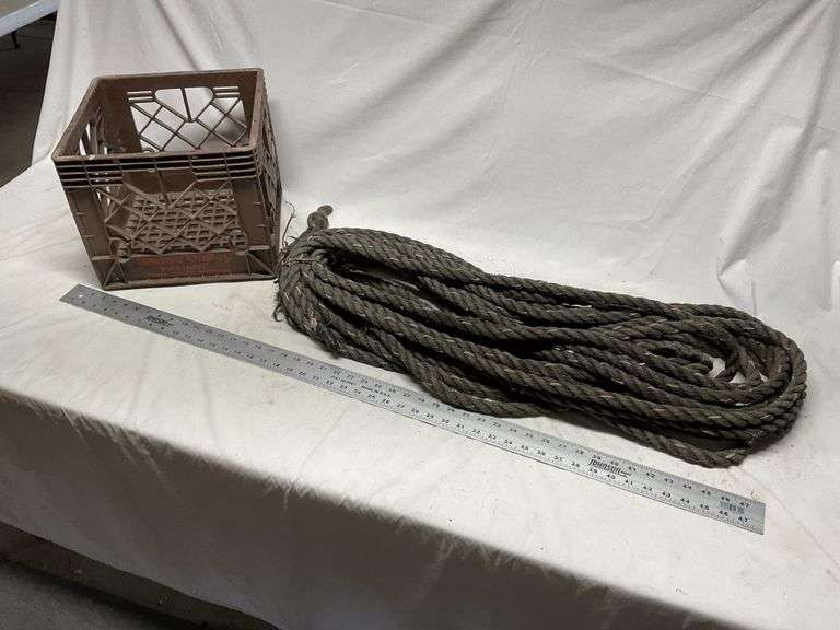 Milk Box Stack On Ropes Swiss Valley milk crate and rope - Legacy Auction Company