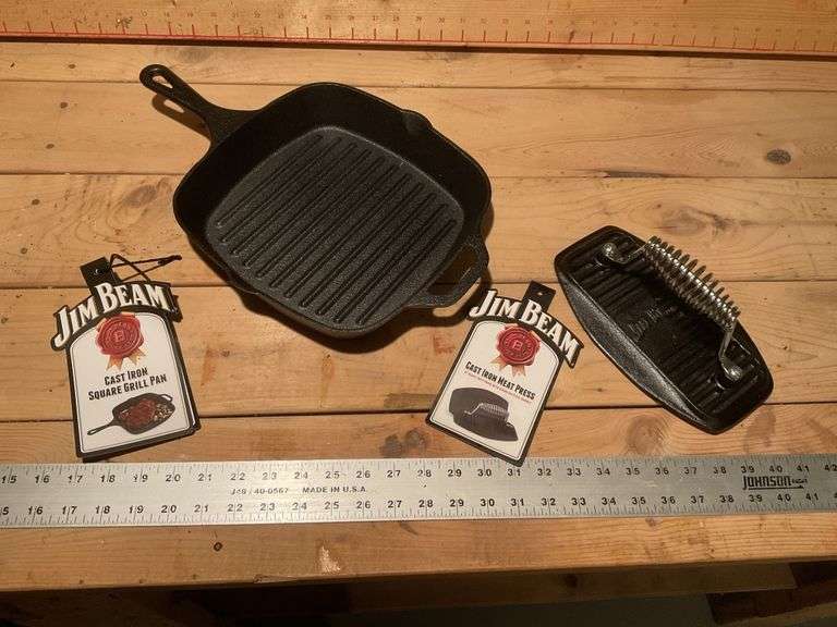 Jim Beam Cast Iron Grill Pan Set
