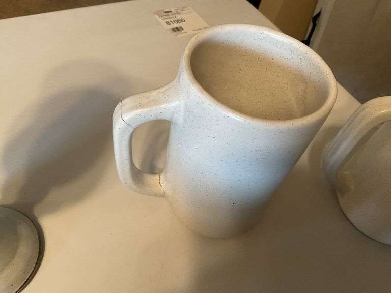 Pottery beer mugs etc., 1- cracked handle