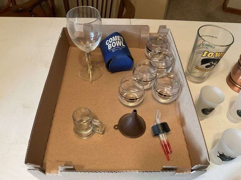 Assorted bar ware, shot glasses etc.