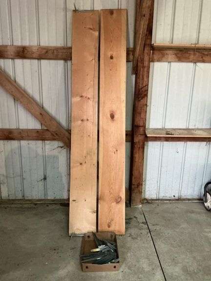 8' wooden shelves and shelving brackets