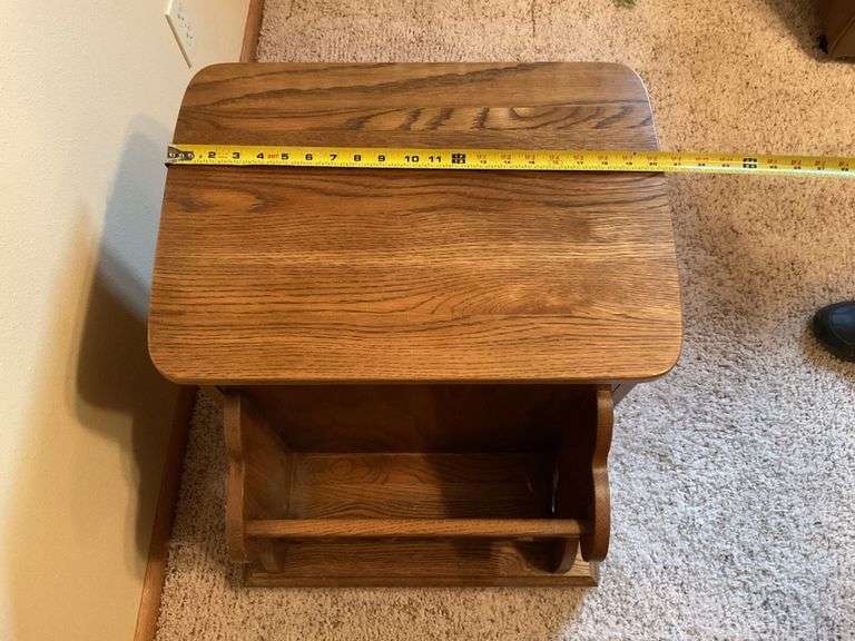 Oak magazine/lamp cabinet,