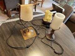 Table lamp and lighted candles