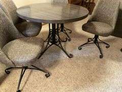 40" table, 4- swivel chairs, 1- leaf