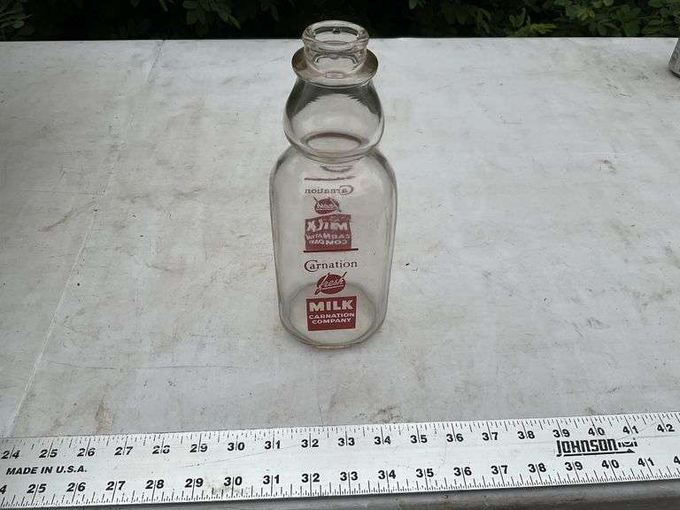 Carnation cream top milk bottle