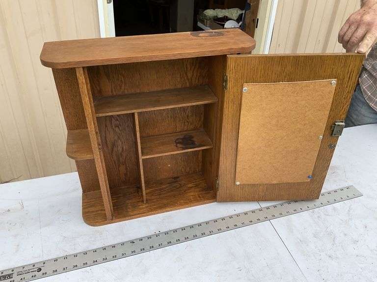 Antique oak medicine cabinet