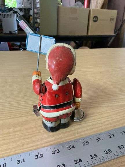Vintage metal wind up Santa