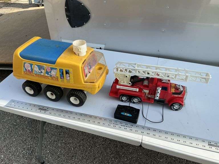 Fisher-Price school bus and RC truck