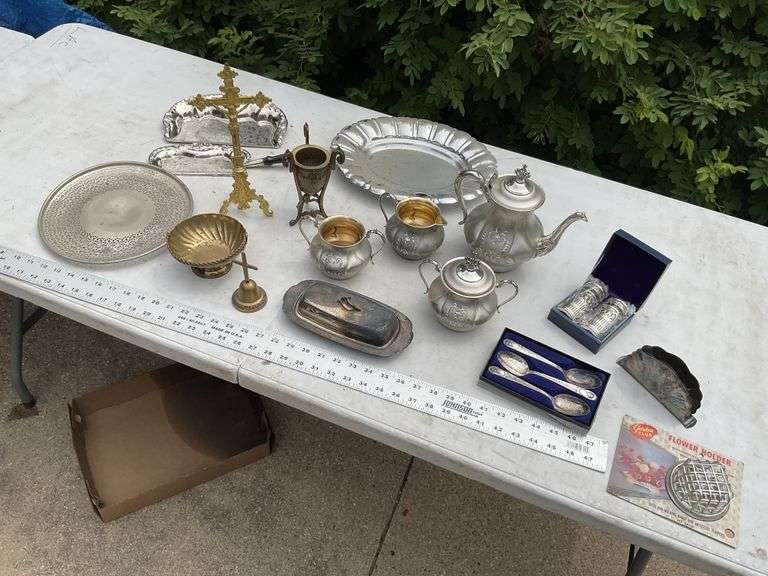 Silver plate and serving items