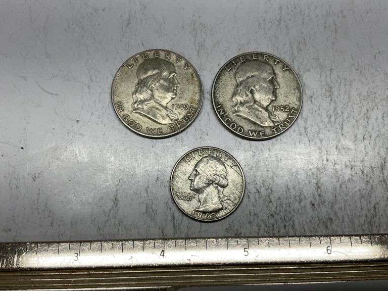 1949 D, 52 D Franklin half dollars and 1962D