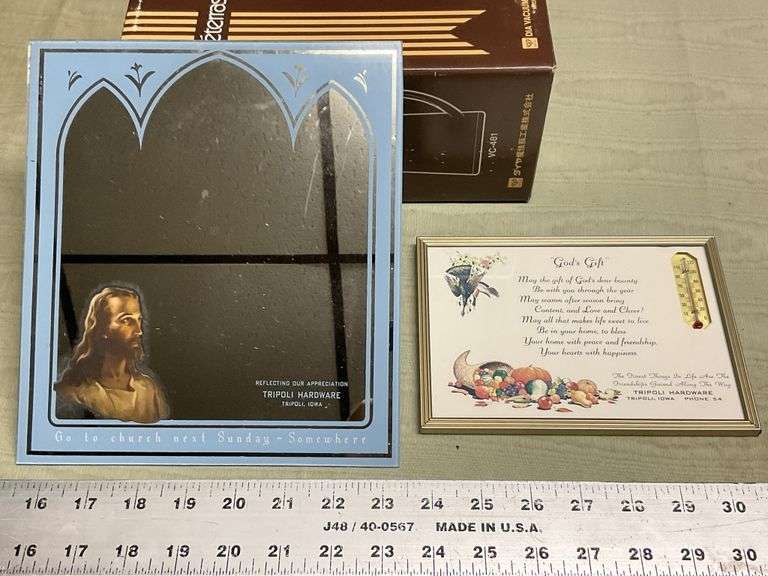 Tripoli Hardware advertising mirror and