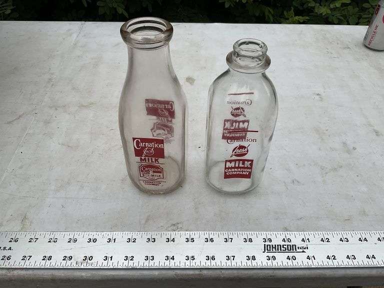 2- Carnation milk bottles