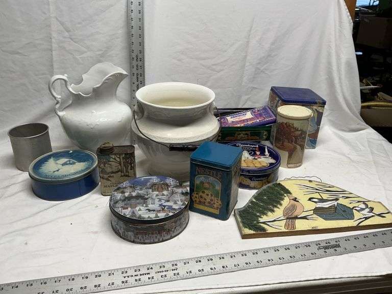Tins, pot, etc