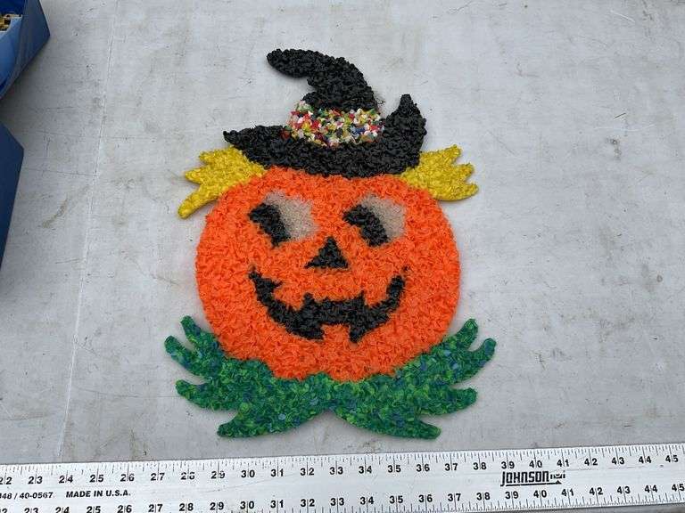 Vintage melted plastic popcorn pumpkin