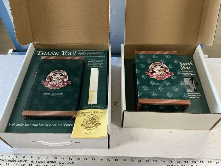 2002 and 1999 Budweiser Steins-missing miniature