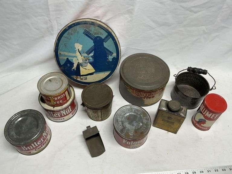 Coffee tins, etc
