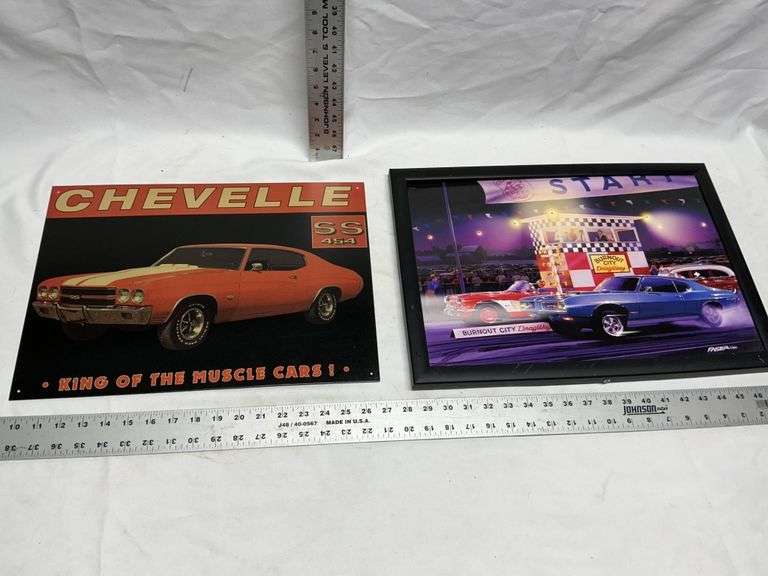 Chevelle tin sign & lighted sign-missing adapter