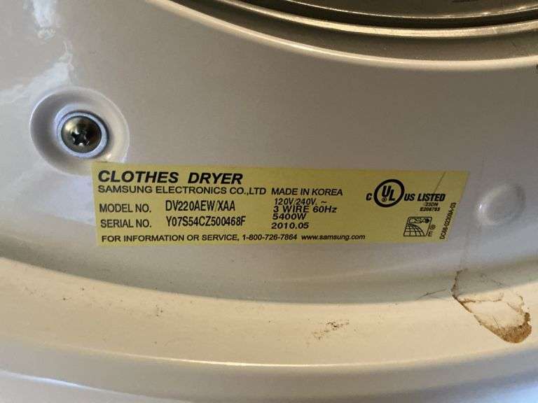 Samsung dryer, buyer removes from main level! 54"