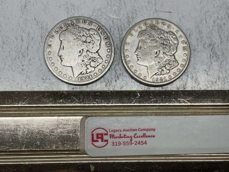 2- 1921 S Morgan silver dollars