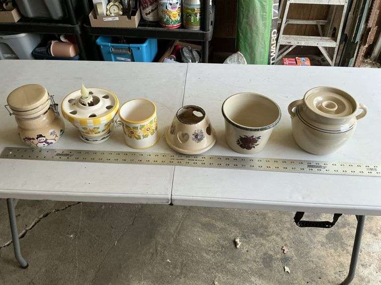 Stoneware type pots and canister