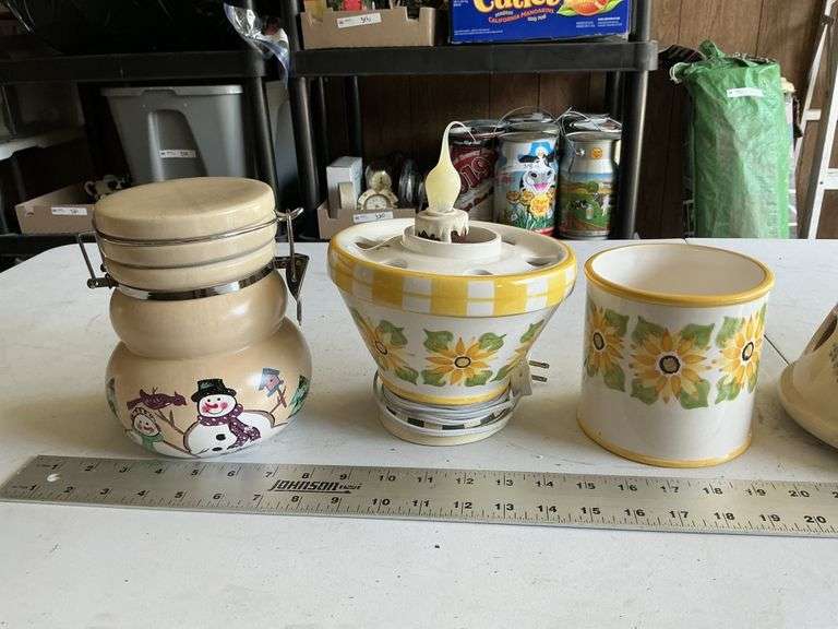 Stoneware type pots and canister