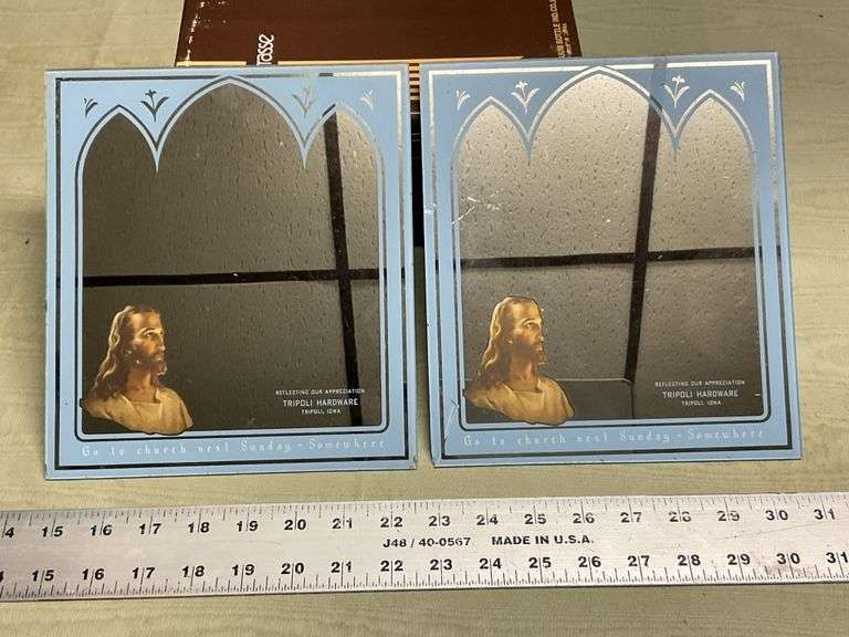 Hardware advertising mirrors, 1- cracked