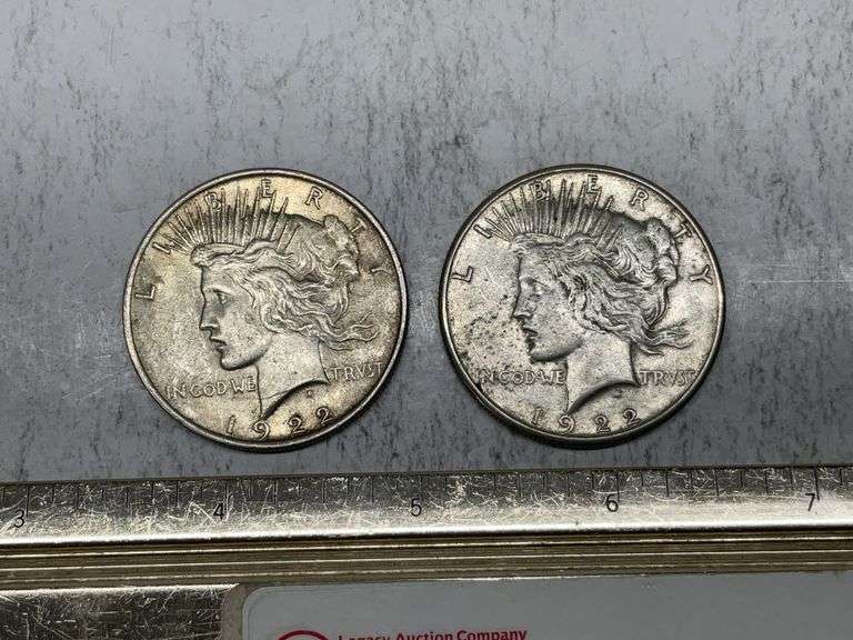 1922, 22 S Peace silver dollars