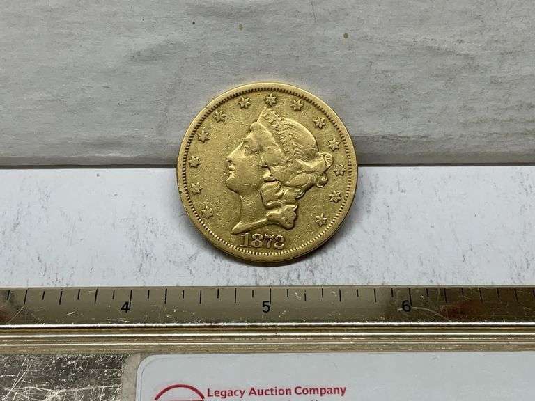 1872 S liberty head $20 double eagle gold coin