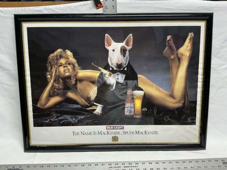 Bud Light Spuds McKenzie poster-some wrinkles
