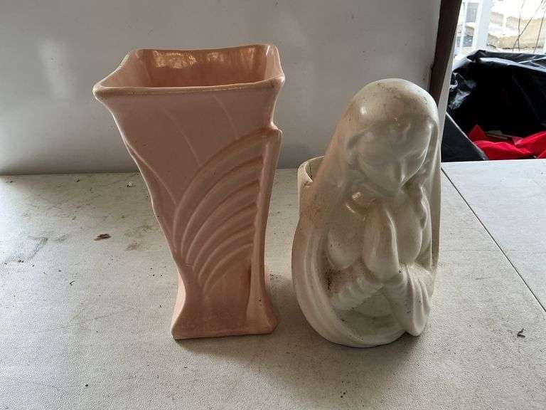 Haeger planter and McCoy vase- cracked