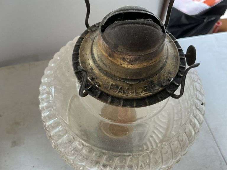 Vintage oil lamp-shade is chipped