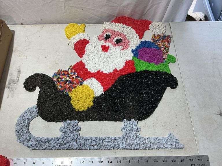 Vintage melted plastic popcorn Santa