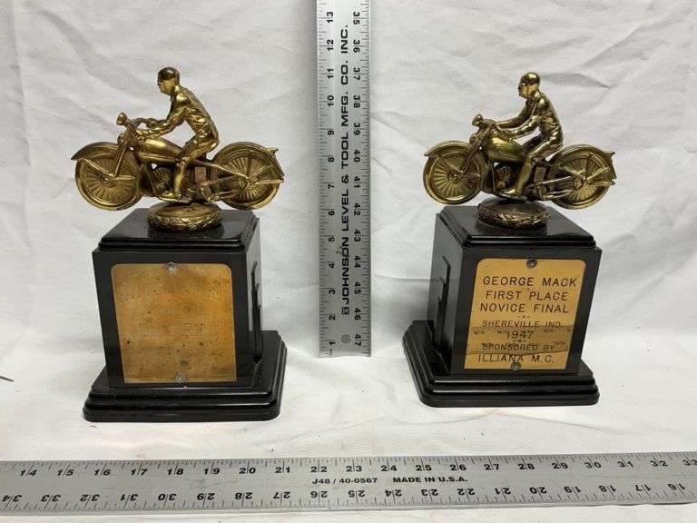 Vintage motorcycle trophies