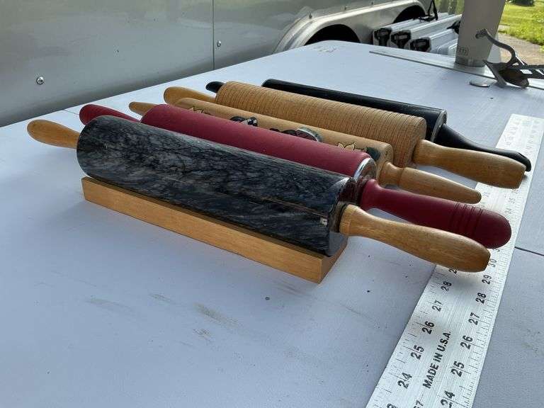Rolling pins, one marble.