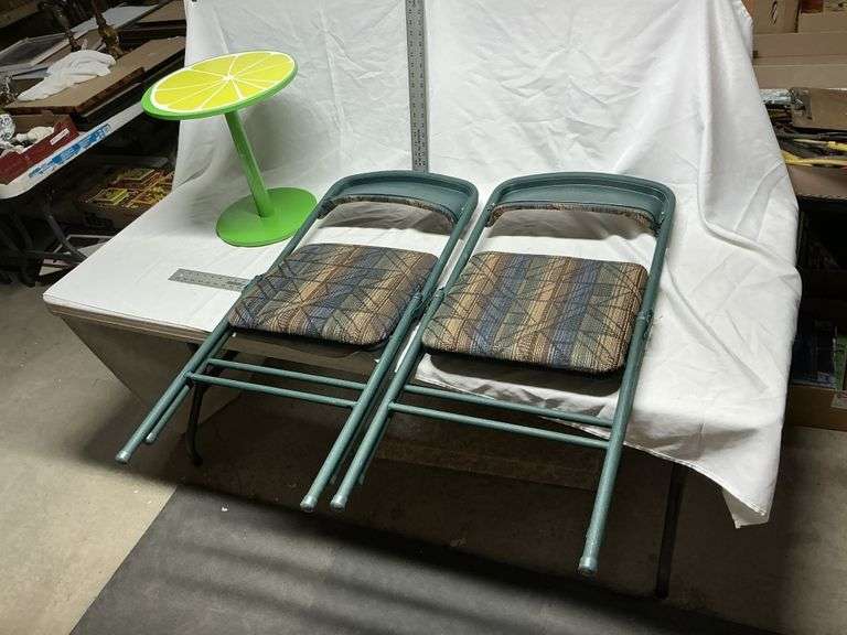 Costco folding chairs and side table