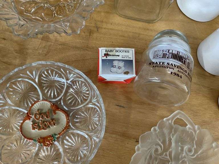 Canisters and assorted glassware, etc.