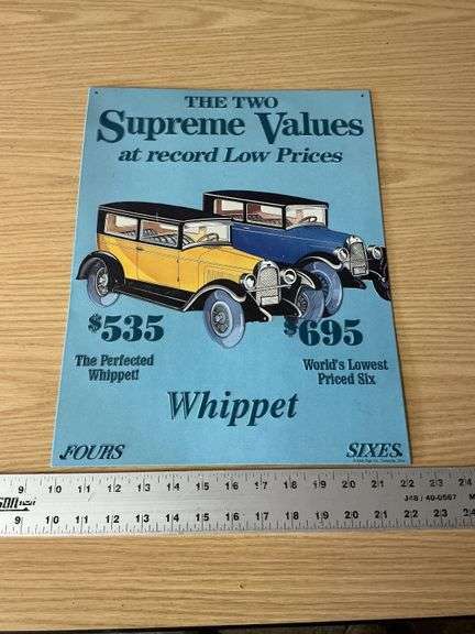 Metal Whippet stamped sign