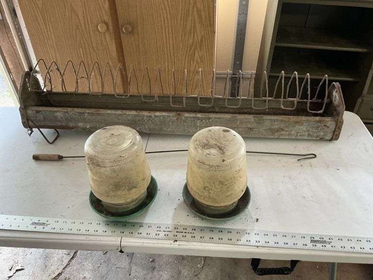 Chicken waterers and feeder