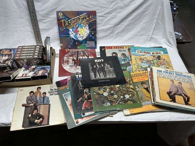 VHS tapes and record albums